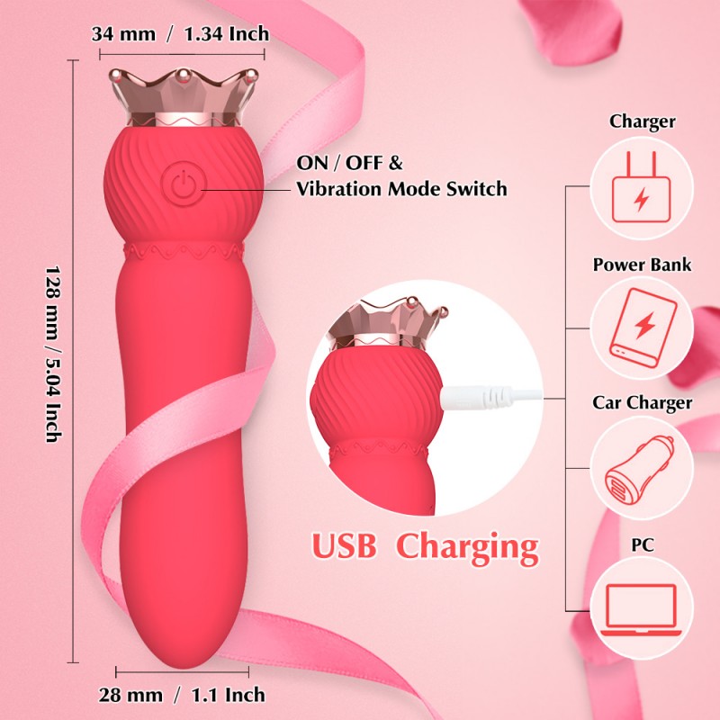 Стильный вибратор для женщин Mini Crown Wand Red. Артикул: IXI63443