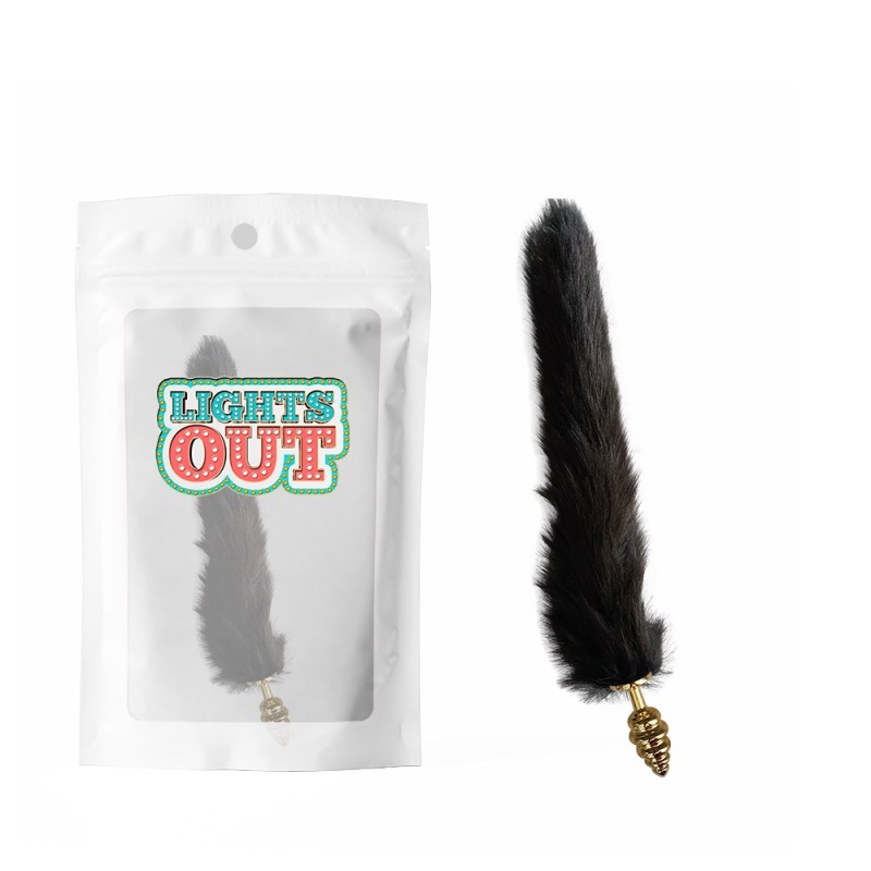Anal Plug With Tail Foxs Spiral Tail Plug Gold Black. Артикул: IXI63463