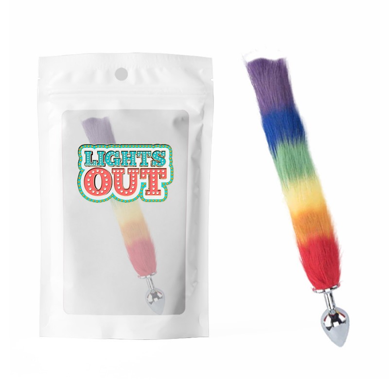 Анальная пробка с пышным хвостом Foxs Rainbow Tail Plug Rainbow Small. Артикул: IXI63498