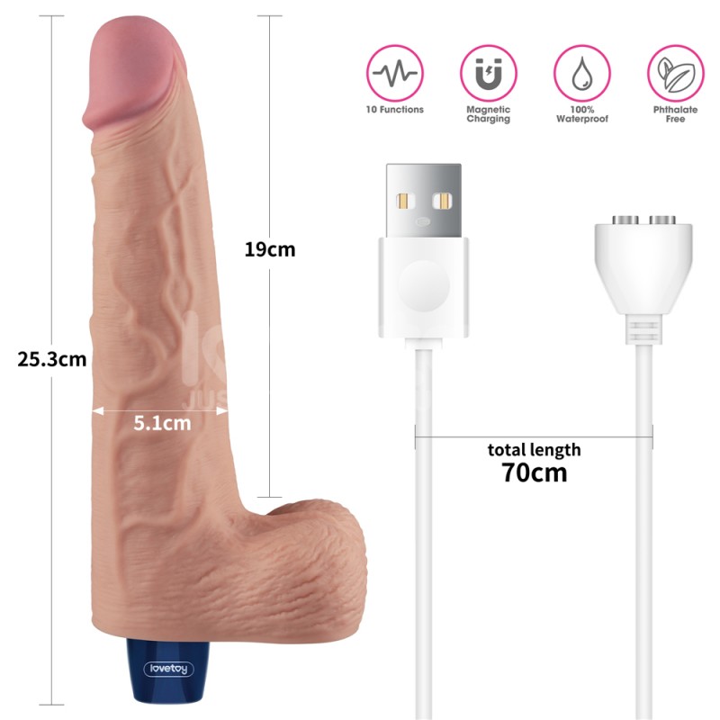 Мультискоростной вибратор Real Softee Rechargeable Vibrating Dildo 10.0. Артикул: IXI63524