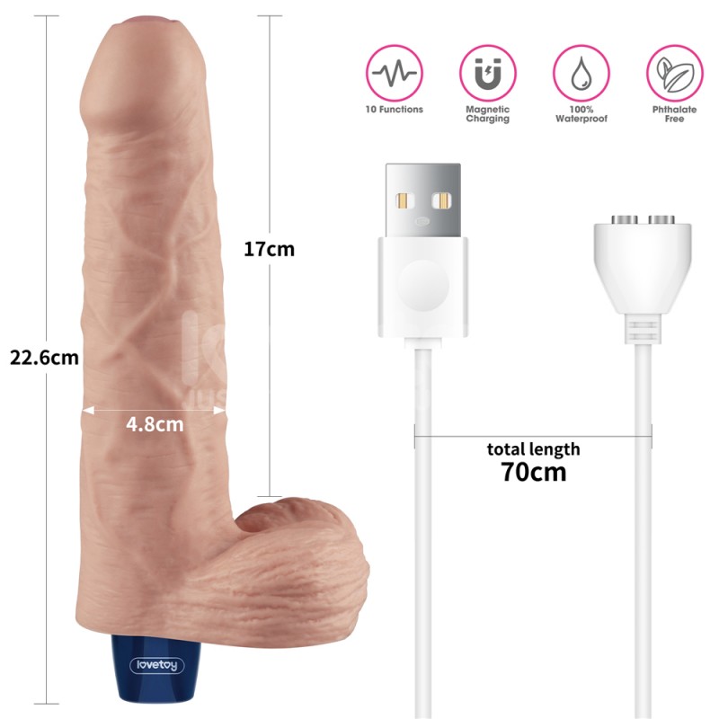 Мультискоростной вибратор Real Softee Rechargeable Vibrating Dildo 9.0. Артикул: IXI63526