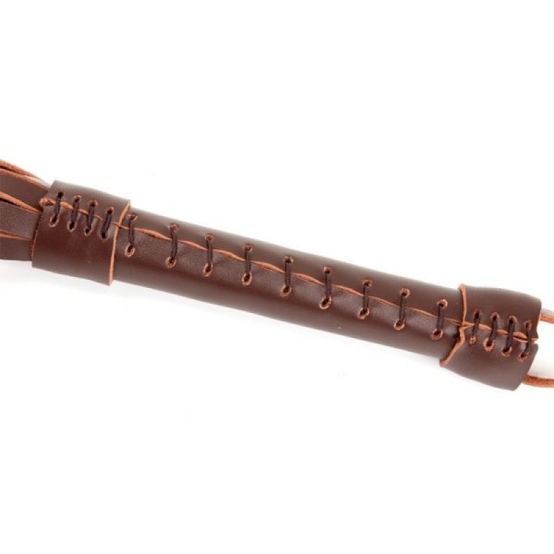Коричневая кожаная плеть с рукояткой Brown Leather Flogger. Артикул: IXI63550