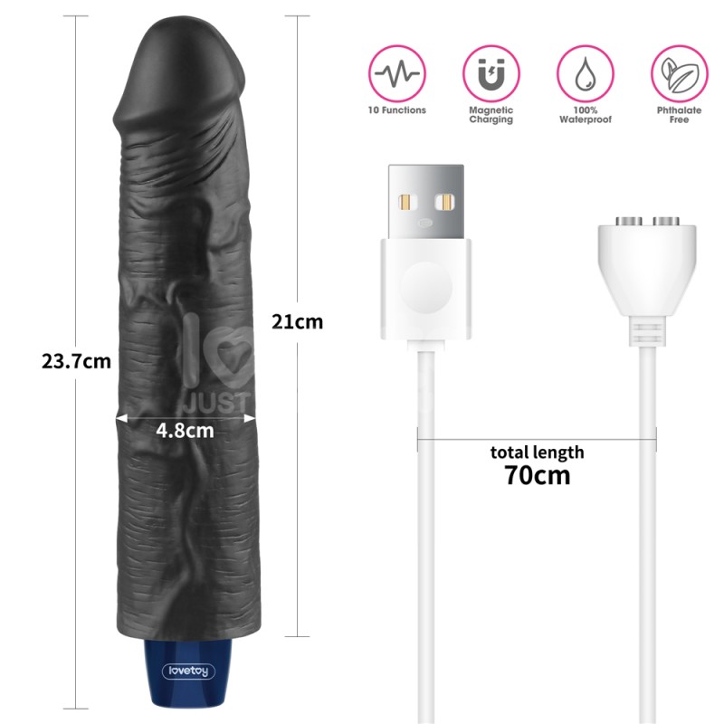 Вибратор мультискоростной Real Softee Rechargeable Vibrating Dildo Black 9.5. Артикул: IXI63578
