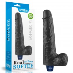   Real Softee Rechargeable Vibrating Dildo Black 10.0