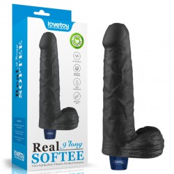   Real Softee Rechargeable Vibrating Dildo Black 9.0