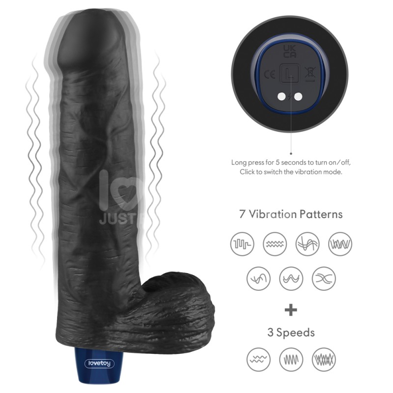 Вибратор мультискоростной Real Softee Rechargeable Vibrating Dildo Black 9.0. Артикул: IXI63581