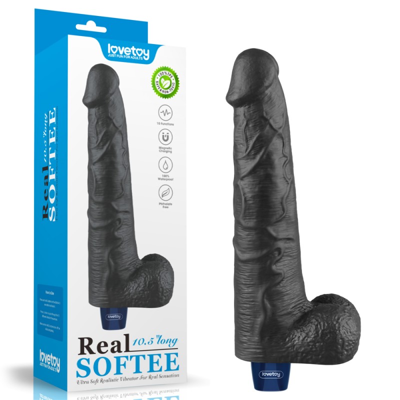 Vibrator Multi-Speed Real Softee Rechargeable Vibrating Dildo Black 10.5. Артикул: IXI63585