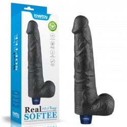   Real Softee Rechargeable Vibrating Dildo Black 10.5