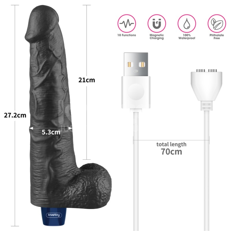 Vibrator Multi-Speed Real Softee Rechargeable Vibrating Dildo Black 10.5. Артикул: IXI63585