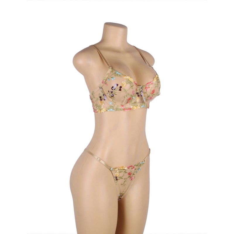 Floral Embroidery Underwire Lingerie Set. Артикул: IXI63723