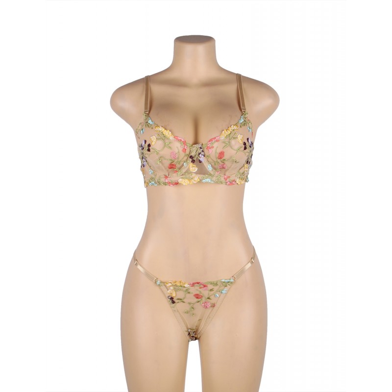 Floral Embroidery Underwire Lingerie Set. Артикул: IXI63723