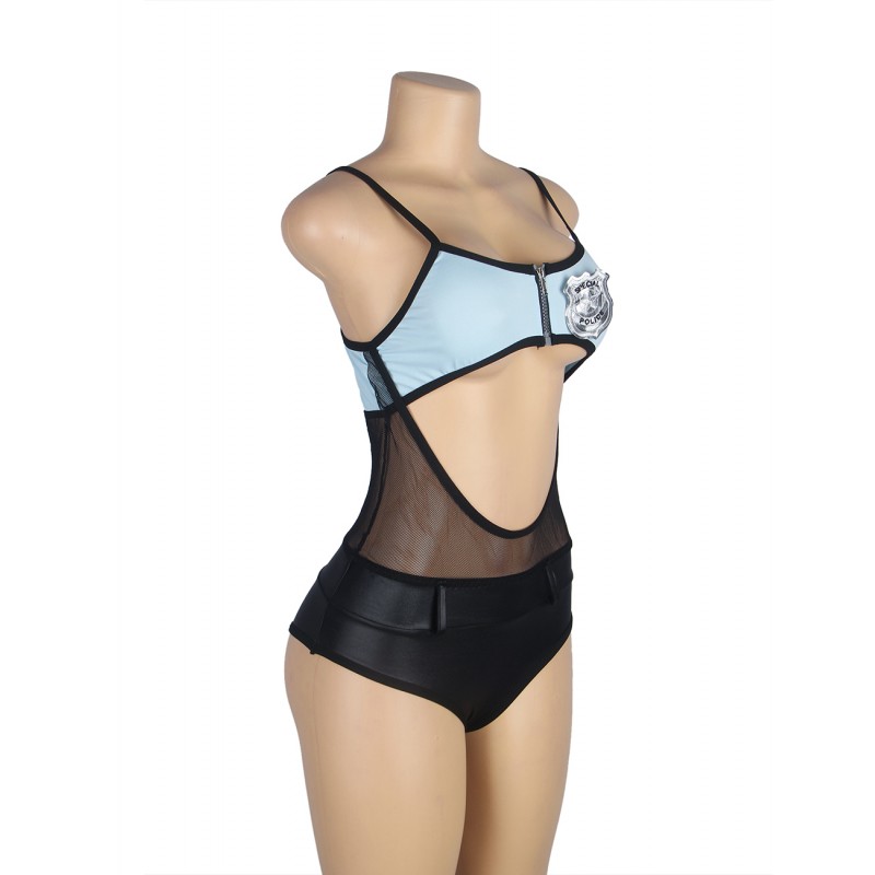 Zipper Front Hollow Out Police Costume with Headwear. Артикул: IXI63729