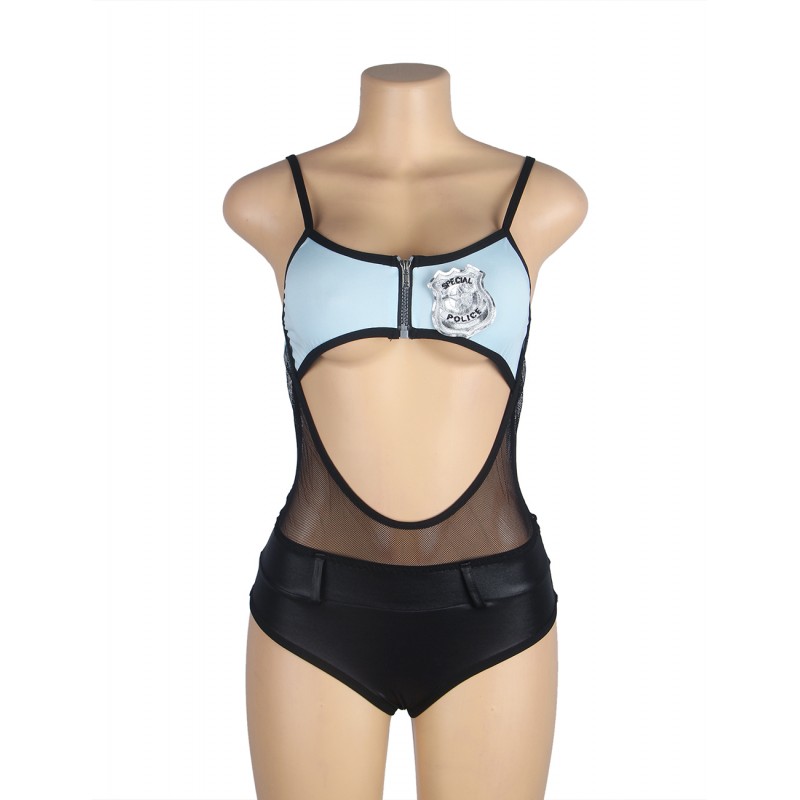 Zipper Front Hollow Out Police Costume with Headwear. Артикул: IXI63729