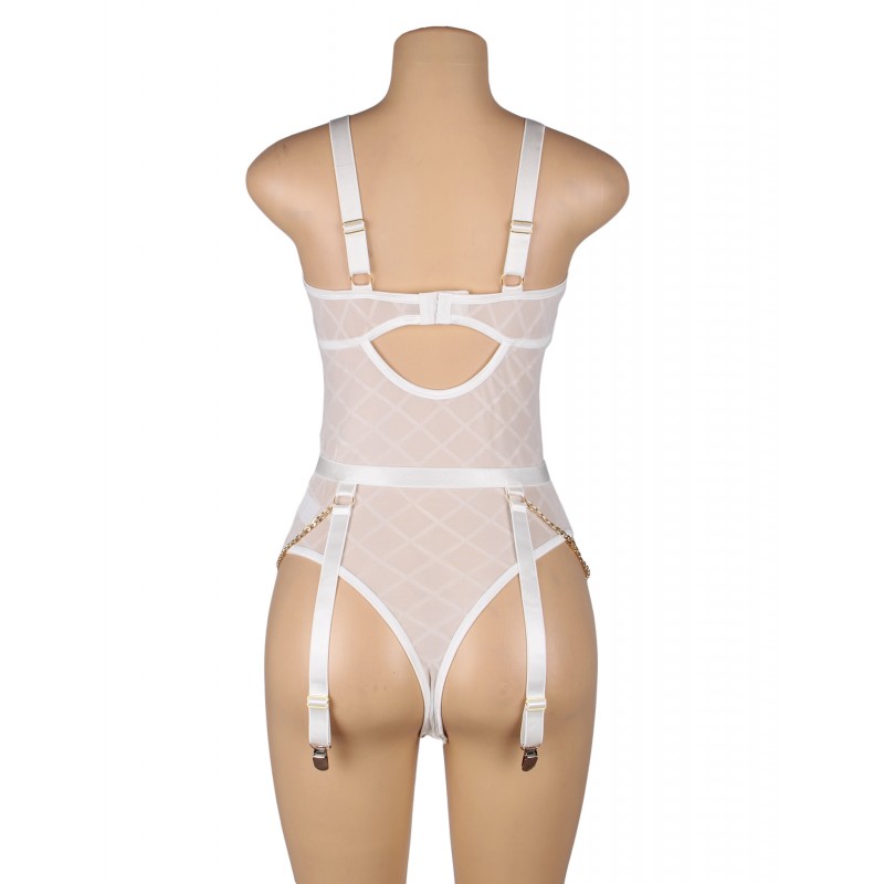 White Mesh Chain Bodysuit. Артикул: IXI63734