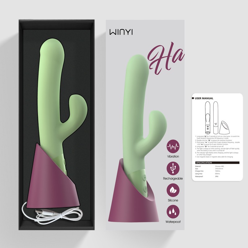 WY0611 Hannah-Dual Vibrators 2023 Wholesale Double Head Rabbit Vibrator with Charger Base. Артикул: IXI63780