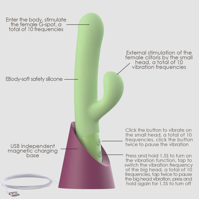 WY0611 Hannah-Dual Vibrators 2023 Wholesale Double Head Rabbit Vibrator with Charger Base. Артикул: IXI63780