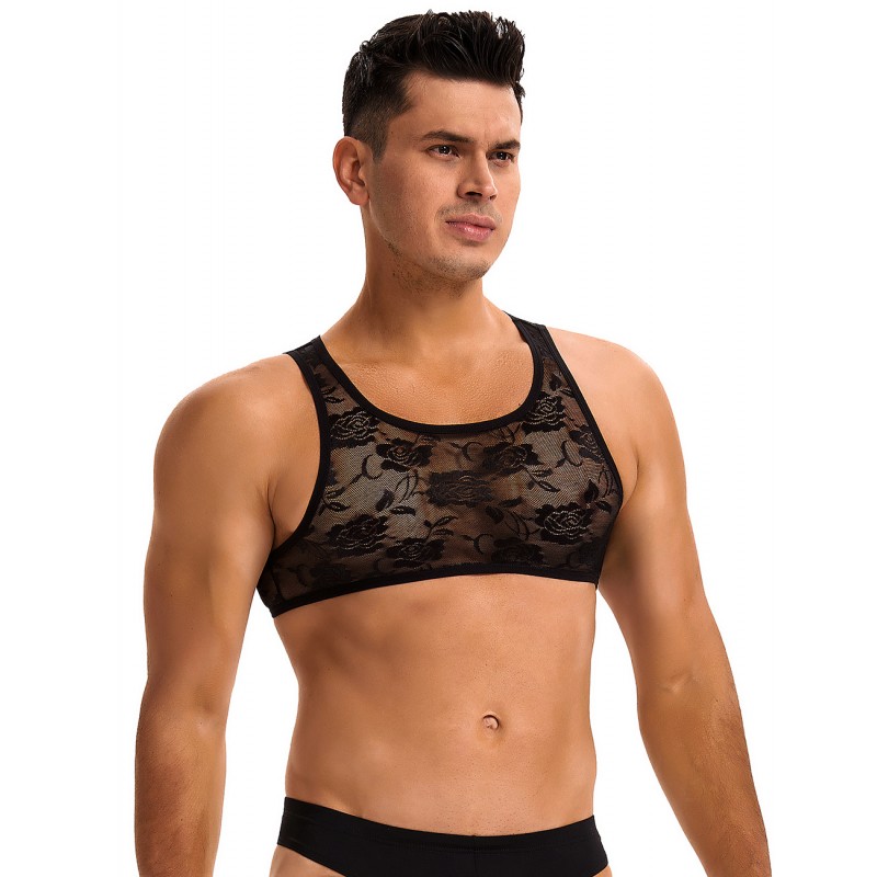 Black Men Sexy Lace Lingerie Top. Артикул: IXI64014