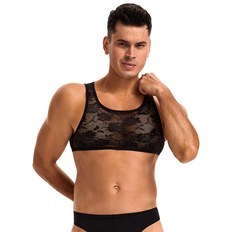 Black Men Sexy Lace Lingerie Top. Артикул: IXI64014