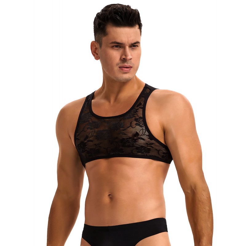 Black Men Sexy Lace Lingerie Top. Артикул: IXI64014