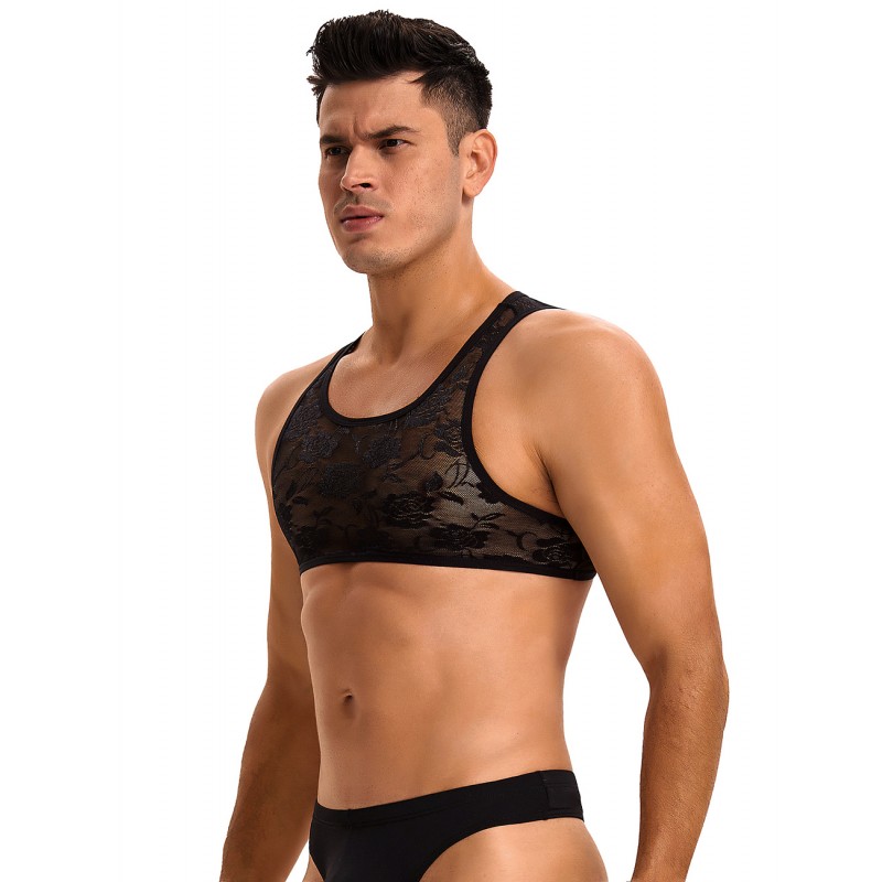 Black Men Sexy Lace Lingerie Top. Артикул: IXI64014