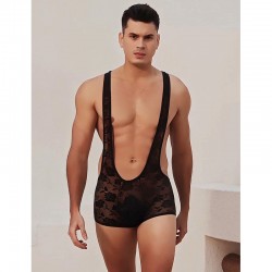 Black Men Sexy Lace Bodysuit