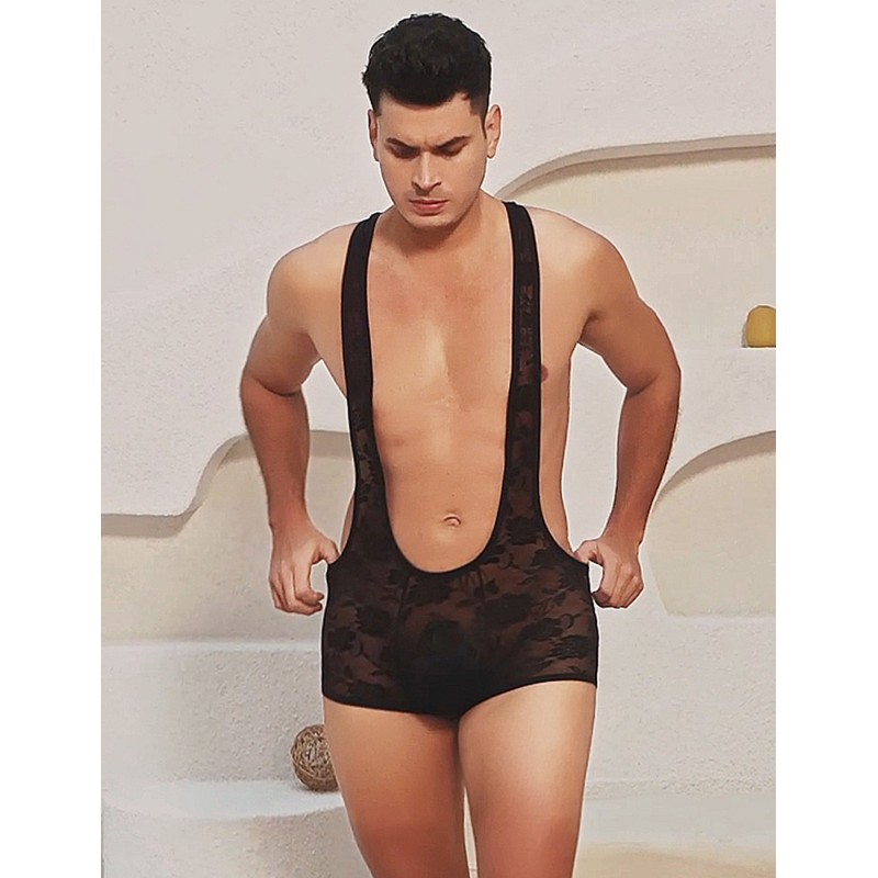 Black Men Sexy Lace Bodysuit. Артикул: IXI64018