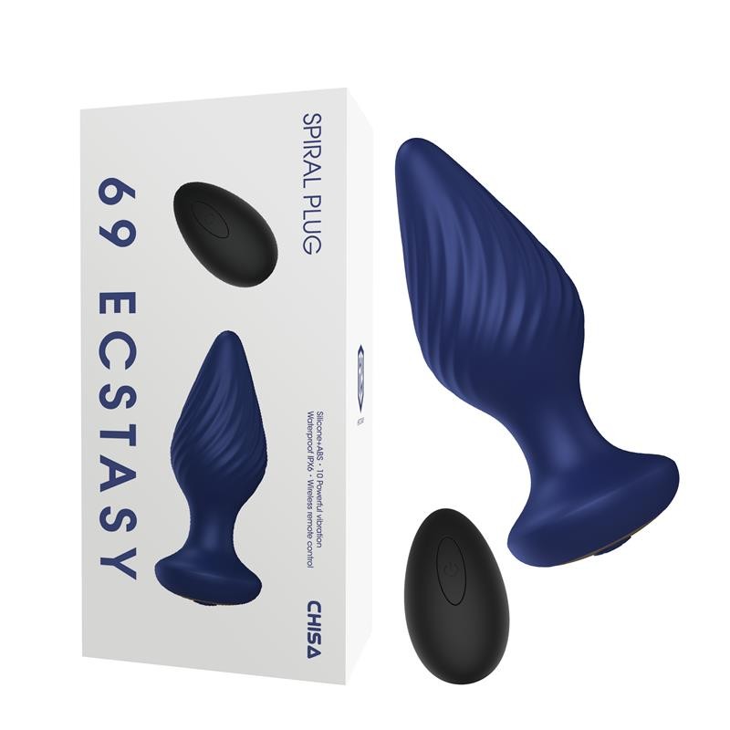 Anal Plug With Remote 69 Ecstasy Spiral Plug Blue. Артикул: IXI64045