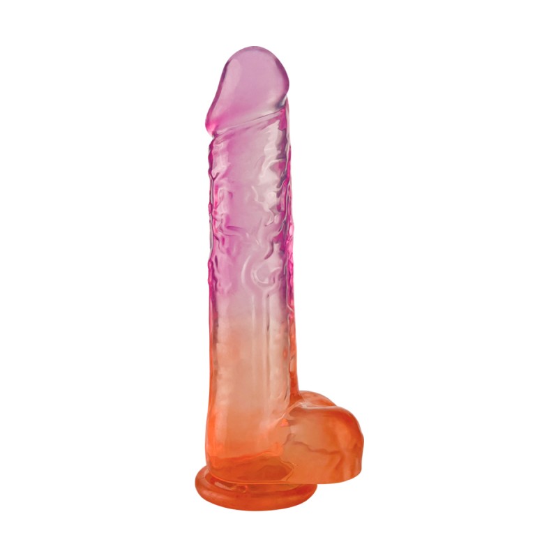Suction Cup Dildo Transparent Gradient Realistic Dildo Pink Orange 10.0. Артикул: IXI64158