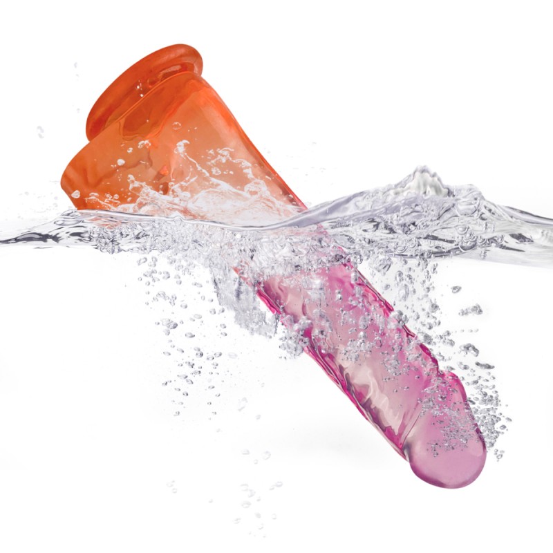 Suction Cup Dildo Transparent Gradient Realistic Dildo Pink Orange 10.0. Артикул: IXI64158