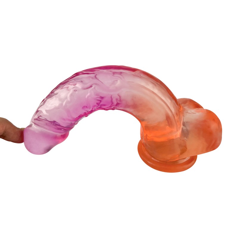Suction Cup Dildo Transparent Gradient Realistic Dildo Pink Orange 10.0. Артикул: IXI64158