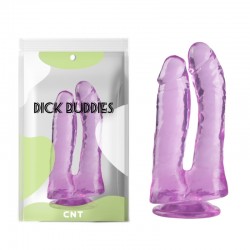 Double Penetration Transparent Realistic Dildo-Purple