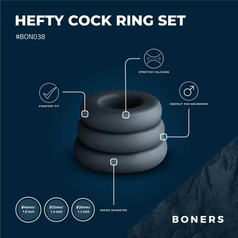 Boners - Large Cock Ring Set. Артикул: IXI64259