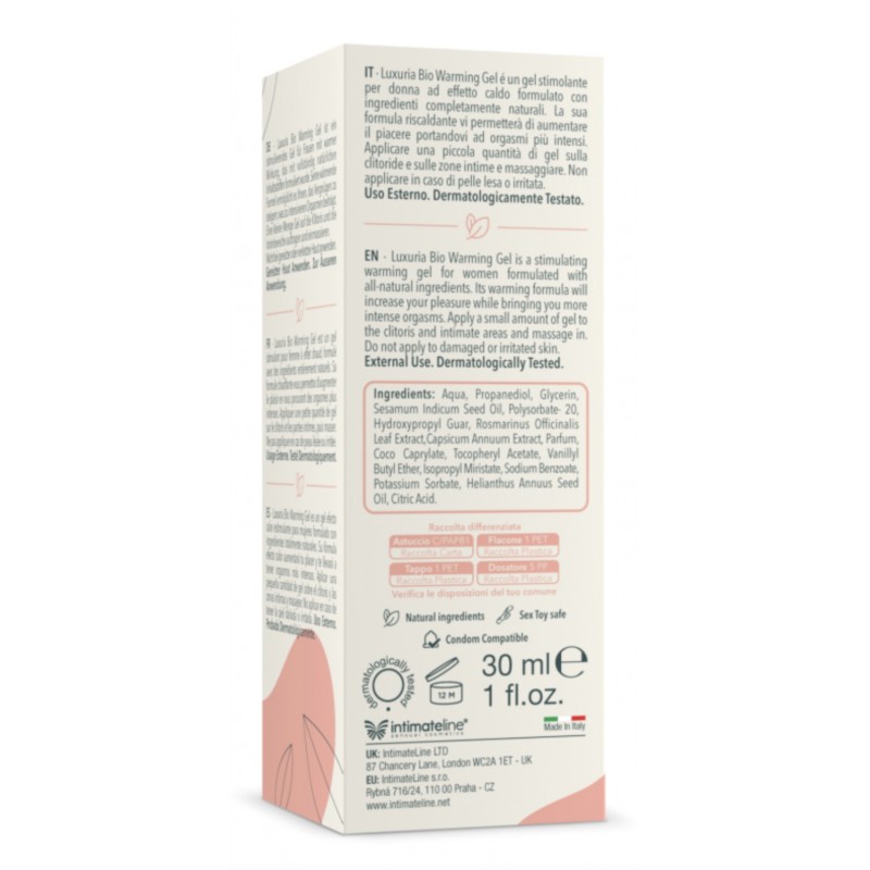 Стимулирующий согревающий гель Luxuria Bio Warming Gel, 30мл. Артикул: IXI64407