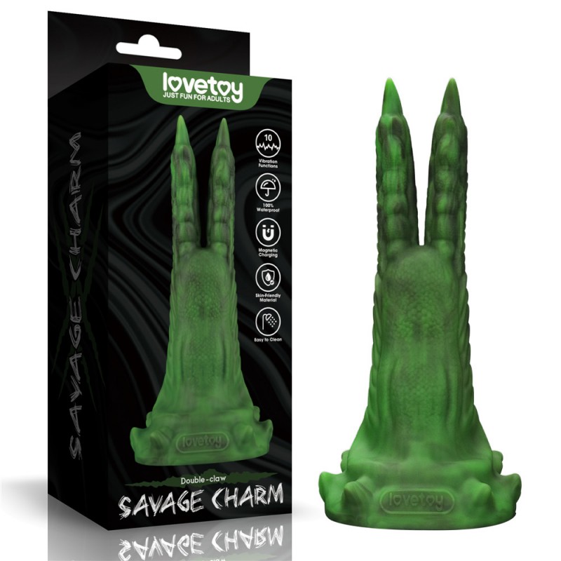Двойной вибратор монстр Savage Charm Double Claw Vibrating Silicone Dildo. Артикул: IXI64464