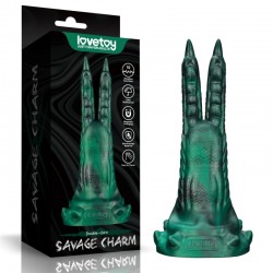    Savage Charm Double Claw Vibrating Silicone Dildo