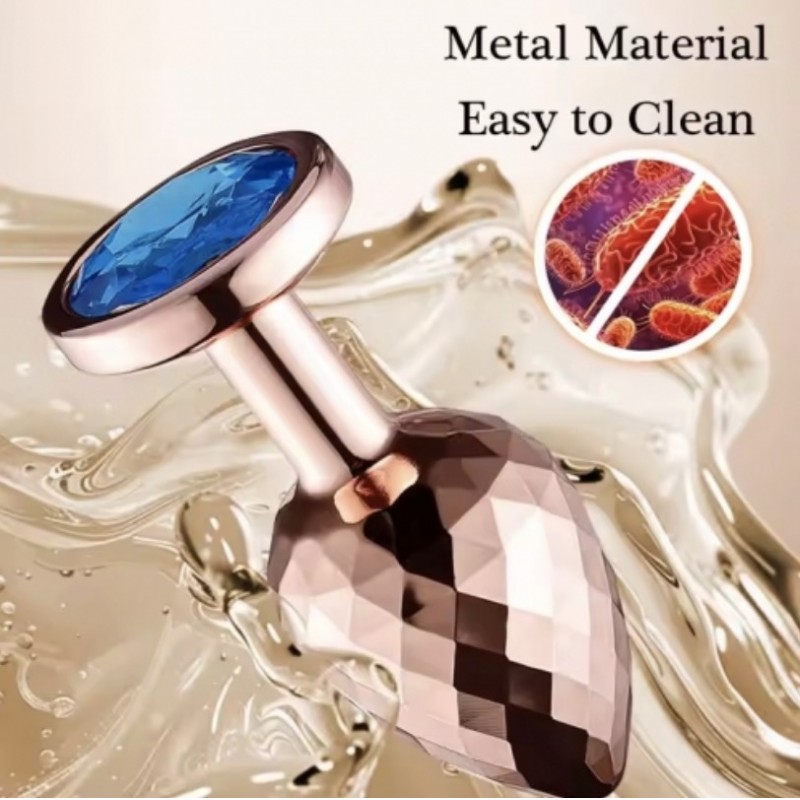 Граненная анальная пробка розовое золото с камнем Rose Gold Anal Plug Large. Артикул: IXI64544