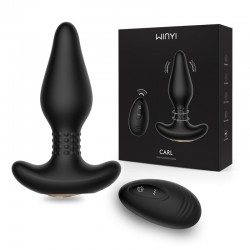 Wy0563 CARL-SexToy Silicone 360 Degree Rotation USB Charging Wireless Remote Anal Butt Plug for Men