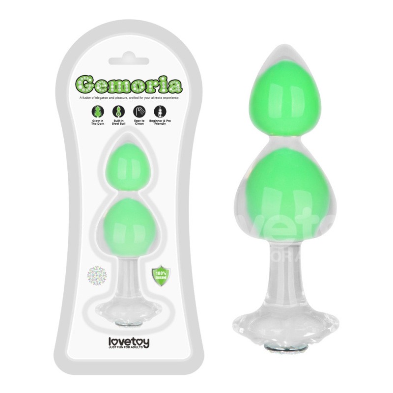 Анальная пробка двойная Gemoria Silicone Butt Plug Glow-In-The-Dark. Артикул: IXI64600