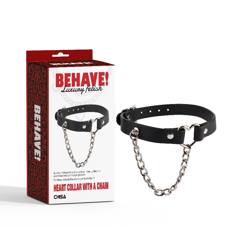 Ошейник с цепочкой Behave! Luxury Fetish Heart Collar Chain. Артикул: IXI64614