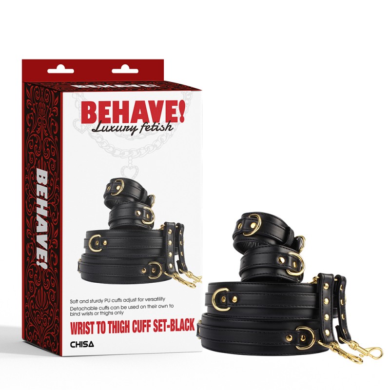 Бдсм комплект аксессуаров Behave! Luxury Fetish Wrist Thigh Cuff Set. Артикул: IXI64615