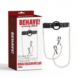      Behave! Luxury Fetish Breathable O-ring Gag Nipple Clamps