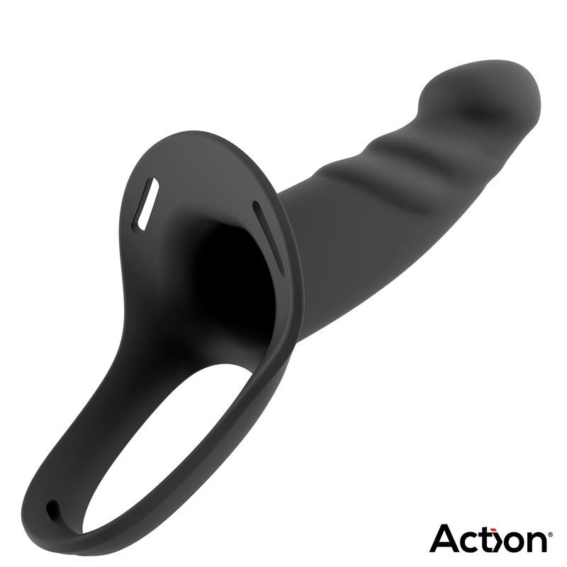 ACTION Strap-On with Hollow Dildo Premium Silicone Size L Black. Артикул: IXI64724