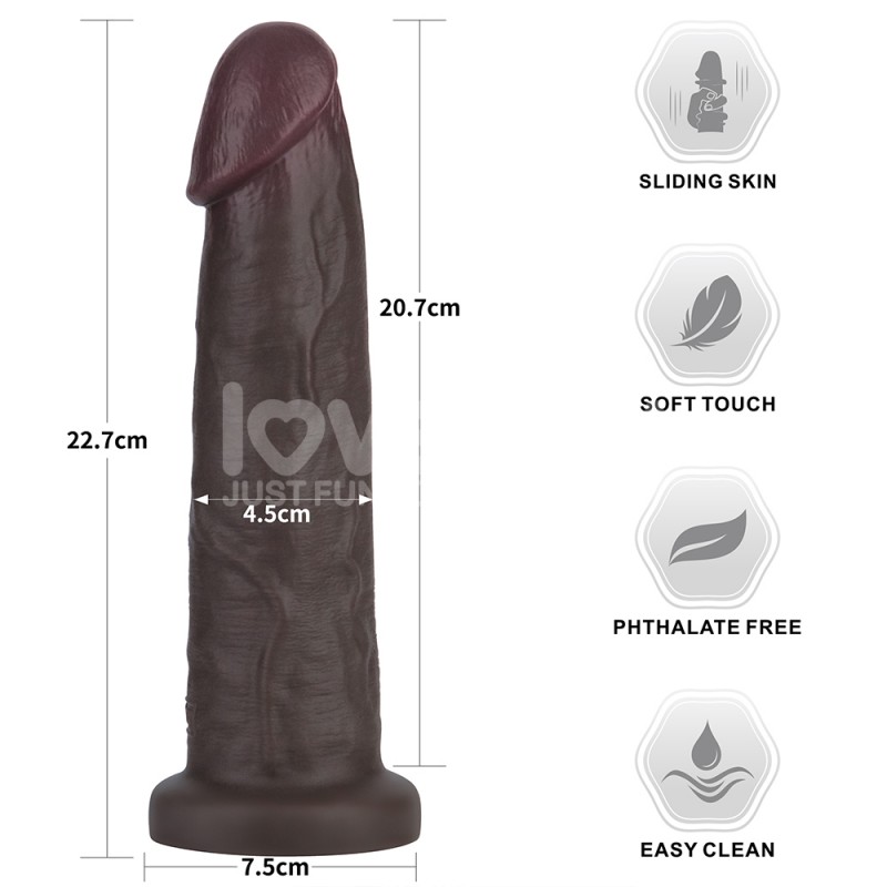 Suction Cup Dildo Sliding Skin Pro II Dual Layer Silicone Dong Black 9.0. Артикул: IXI64776