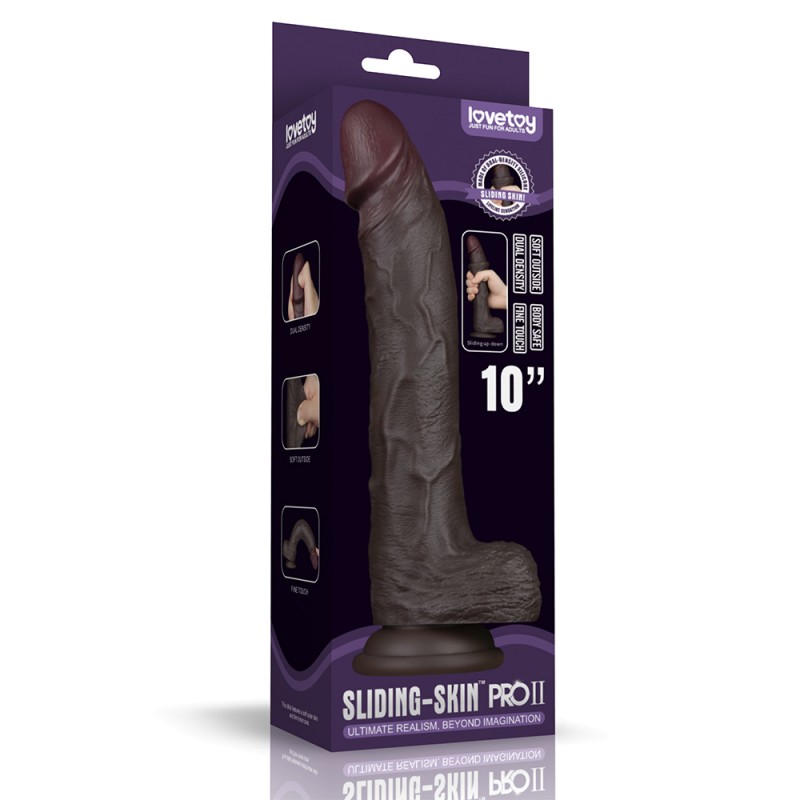 Suction Cup Dildo Sliding Skin Pro II Dual Layer Silicone Dong Black 10.0. Артикул: IXI64777