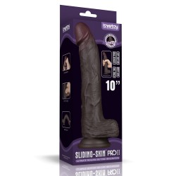 10 Sliding Skin Pro II Dual Layer Silicone Dong (Black)