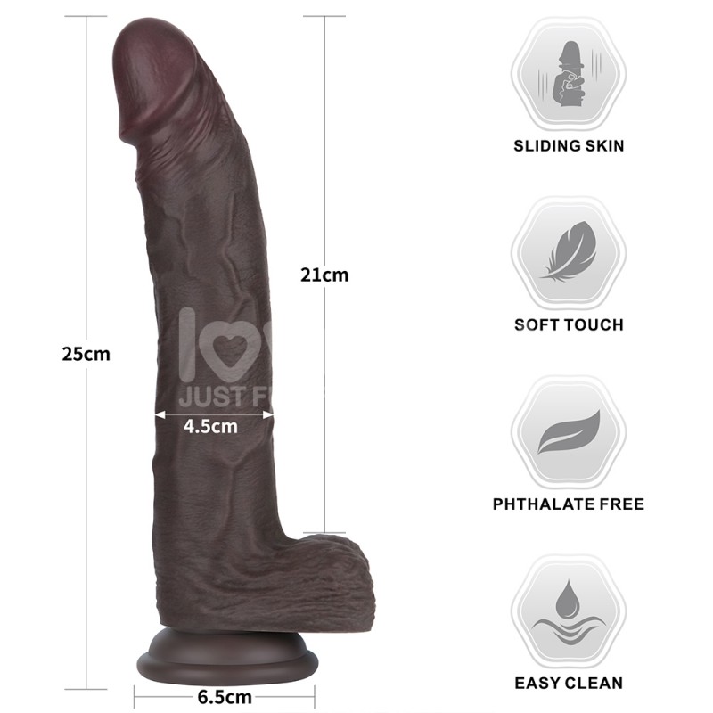 Suction Cup Dildo Sliding Skin Pro II Dual Layer Silicone Dong Black 10.0. Артикул: IXI64777