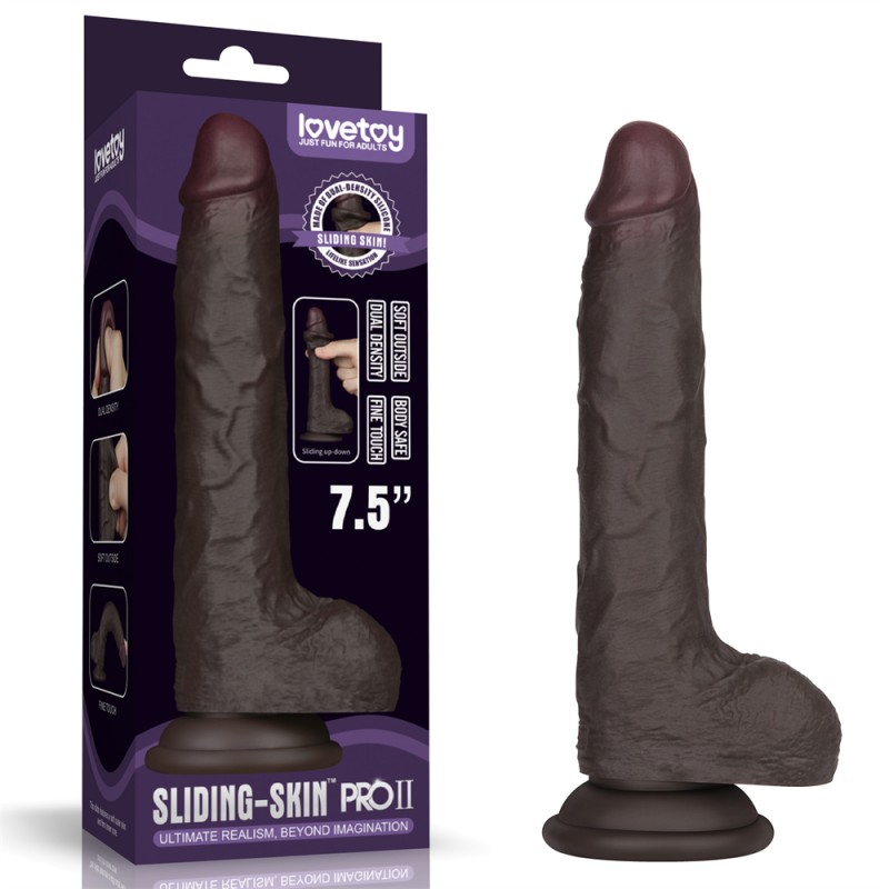 Suction Cup Dildo Sliding Skin Pro II Dual Layer Silicone Dong Black 7.5. Артикул: IXI64832