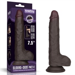 Sliding Skin Pro II Dual Layer Silicone Dong (Black) 7.5