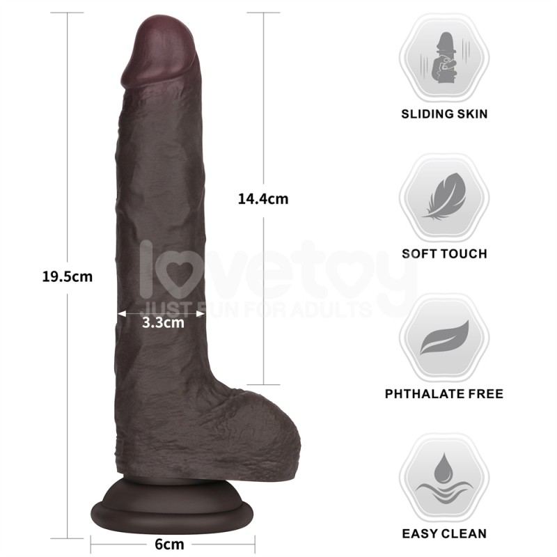 Suction Cup Dildo Sliding Skin Pro II Dual Layer Silicone Dong Black 7.5. Артикул: IXI64832