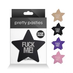 Nipple Stickers Stars Fuck Me Assorted, 4 Pairs
